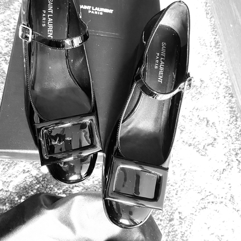 Saint Laurent Black Patent Mary Janes 37